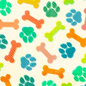 Cheery Retro Paws and Bones - XL