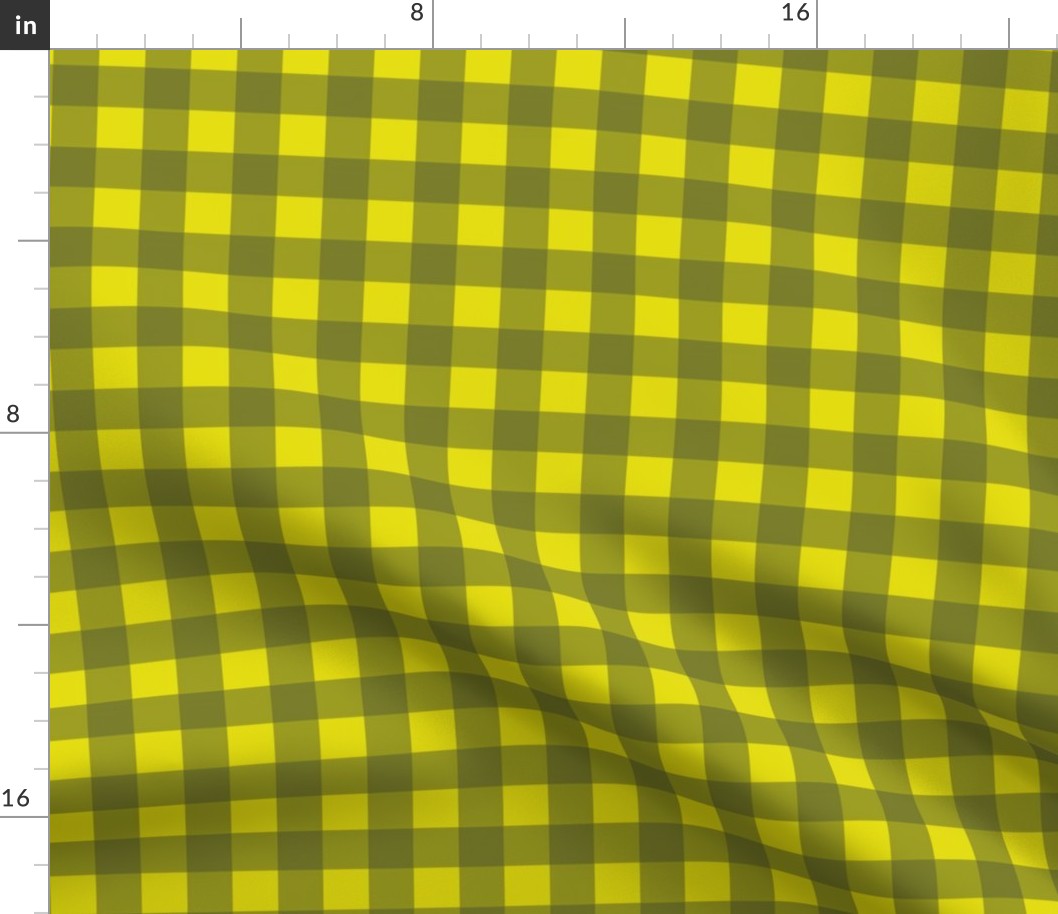 Lime green gingham buffalo plaid  - citrine and olive - medium scale