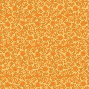 Bubble Flowers - Light Yellow on Orange - Flower Blender - ecdd8b, f18827