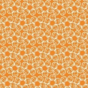 Bubble Flowers - White on Orange - Flower Blender - f18827