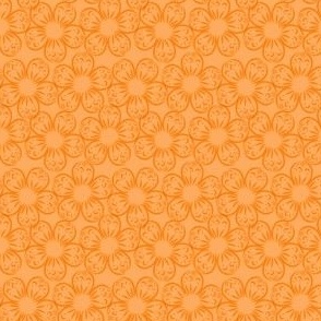 Bubble Flowers - Orange on Mustard - Flower Blender - f5be20, f18827