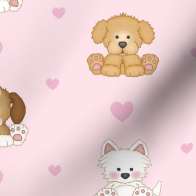 Puppy Dog Pink Hearts Baby Girl Nursery 