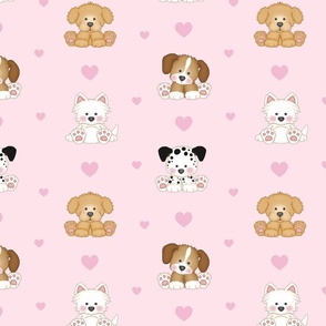 Puppy Dog Pink Hearts Baby Girl Nursery 