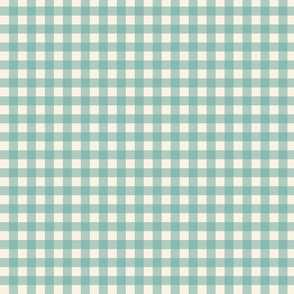Seaglass green gingham - light teal - small scale