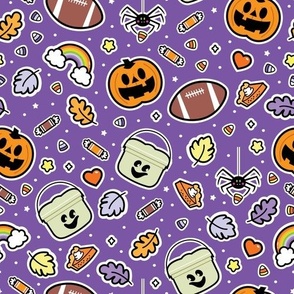 spooky football on purple