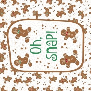 Large 27x18 Fat Quarter Panel Oh Snap! Funny Gingerbread Cookies for Tea Towel or Wall Hanging