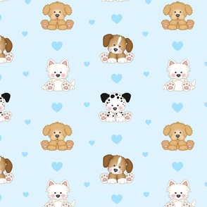 Puppy Dog Blue Hearts Baby Boy Nursery  