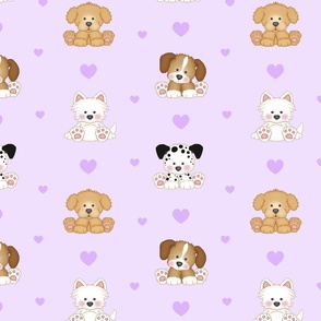 Puppy Dog Purple Hearts Baby Girl Nursery  