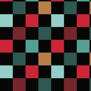 Red and Green Christmas Checkers- Black