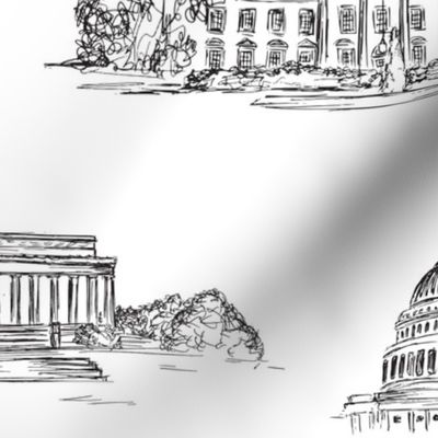 Washington DC Toile in Black & White