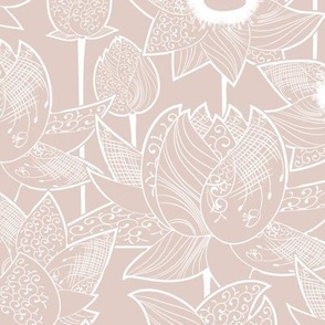 Magic lotuses, Beige flowers on a beige background