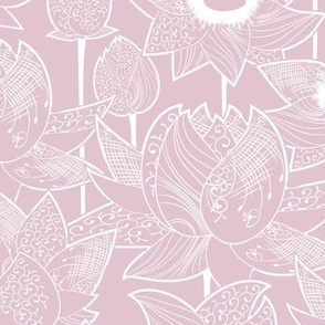 Magic lotuses, Pink flowers on a pink background
