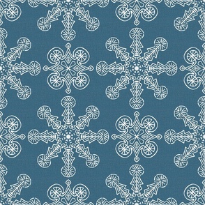 Art Deco Kaleidoscope White on Colonial Blue