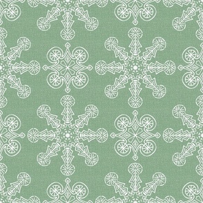 Art Deco Kaleidoscope White on Sage Green