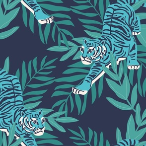 Tropical Tigers - Dark Blue (LARGE)
