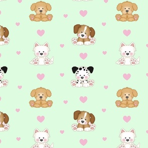 Mint Puppy Dog Pink Hearts Baby Girl Nursery 