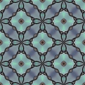 Blue and Periwinkle Stained Glass Arabesque
