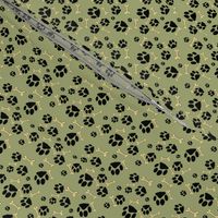Dog paws and bones on green small//Pet paws, green background, animal print, dog bones, baby room, pet bandana