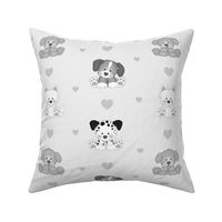 Gray Puppy Dog Hearts Neutral Baby Nursery  