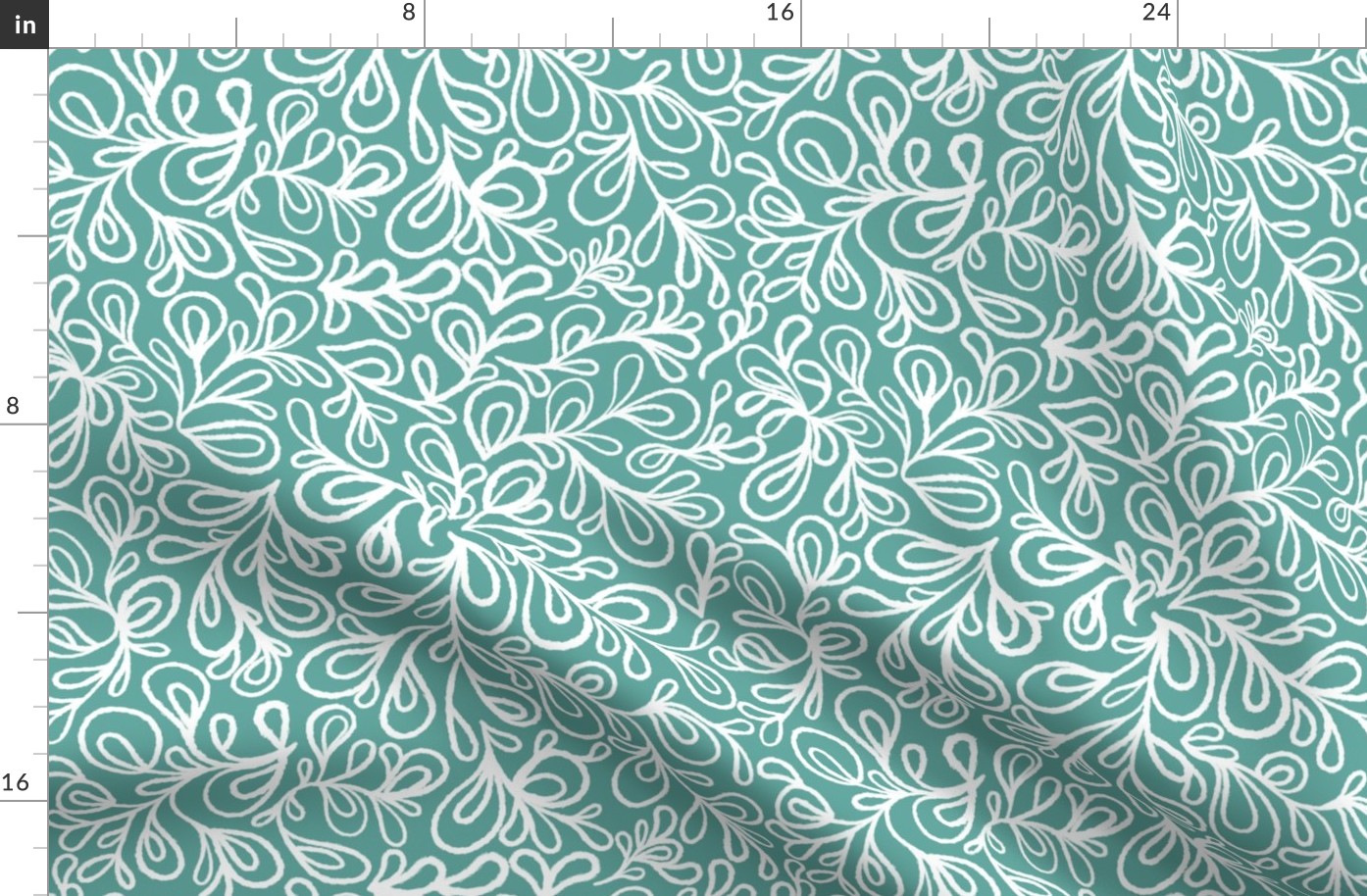 Teal, Green, Leaves, Holiday, Christmas, Fabric, jg_anchor_designs
