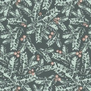 Pine Branches - Grey, Mint Green, Pink