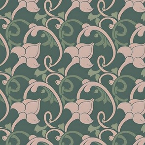 Art Nouveau Floral in Linen and Green