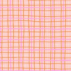 Crayon Plaid Pattern | Pink and Orange