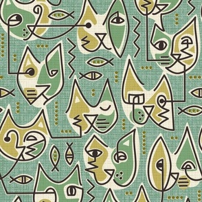 Abstracticats (Aqua Yellow Green) - Medium