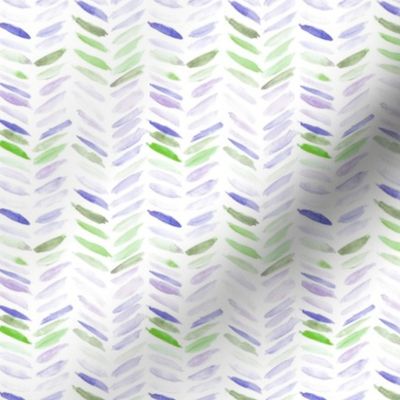 Smaller scale Amethyst and kelly green watercolor chevron - painted geometrical brush strokes - herringbone for modern home decor nursery a462-4