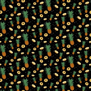 Pineapple Party Pattern on Black (Small)