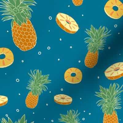 Pineapple Party Pattern on Dark Teal (Medium)