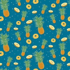 Pineapple Party Pattern on Dark Teal (Medium)