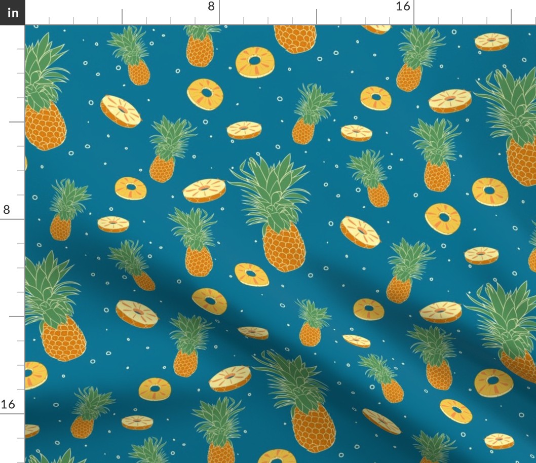 Pineapple Party Pattern on Dark Teal (Medium)