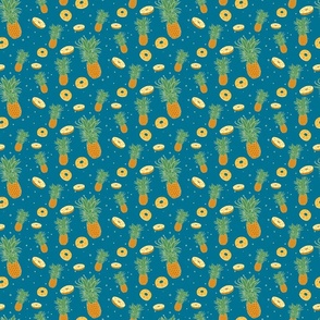 Pineapple Party Pattern on Dark Teal (Small)