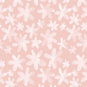 Simple Watercolor flowers. Pale pink on pink sand. Girly pattern