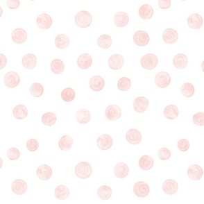 Watercolor pink polka dots. pink sand on white. Nursery wallpaper. Small scale