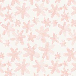 Simple Watercolor flowers. Pale pink on beige. Light background. Small scale