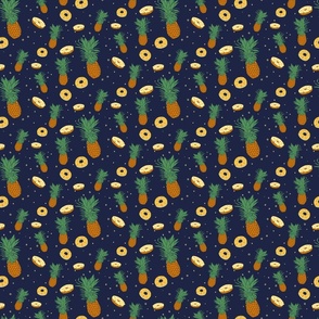 Pineapple Party Pattern on Deep Blue (Small)