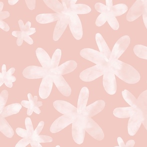 Simple Watercolor flowers. Pale pink on pink sand. Girly pattern