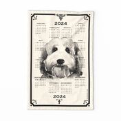 2024 Calendar - Abstract hand-painted Watercolor - vintage Labradoodle