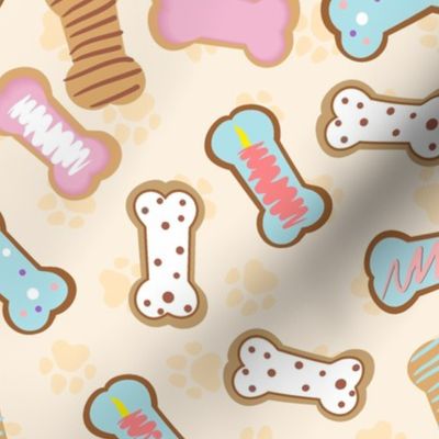 322. Dog biscuits, on cream  background, with pastel colours