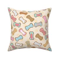 322. Dog biscuits, on cream  background, with pastel colours