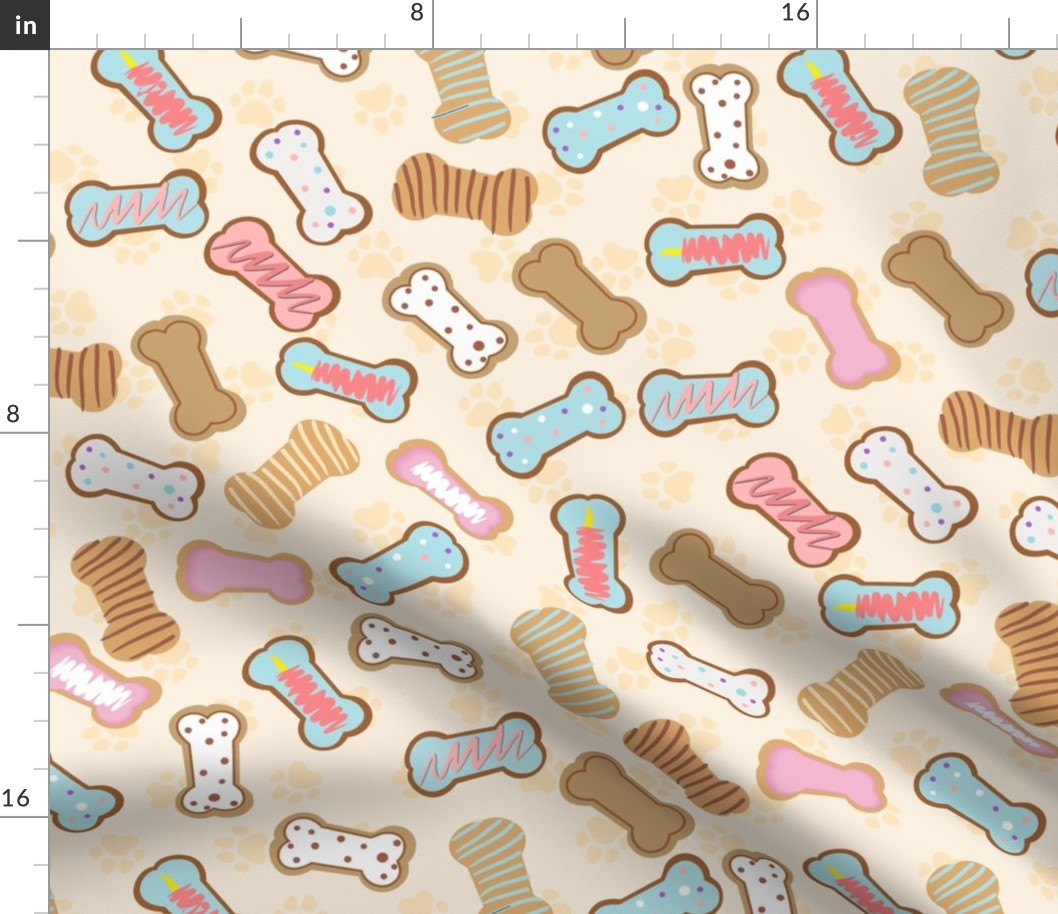 322. Dog biscuits, on cream  background, with pastel colours