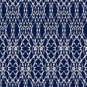 Imitation lace, White on dark blue background