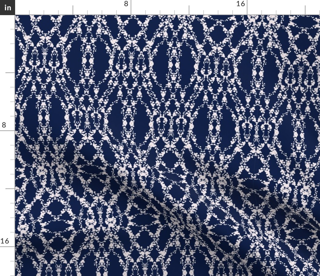 Imitation lace, White on dark blue background