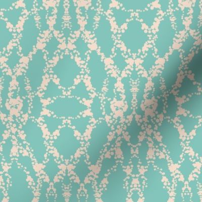 Imitation lace, Light yellow on a turquoise background