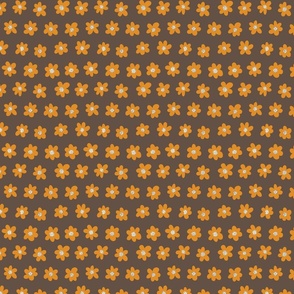 Orange flowers on brown background