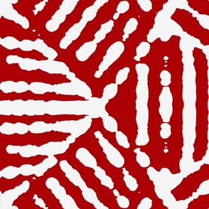 Bold Rough Tribal line patterns - white on chilli red - medium 6.09x4.5"