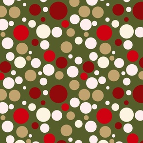 Retro Christmas Polka Dots on khaki