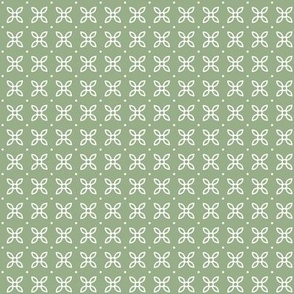 Sepal Square: Mossy Green & White Geometric Floral